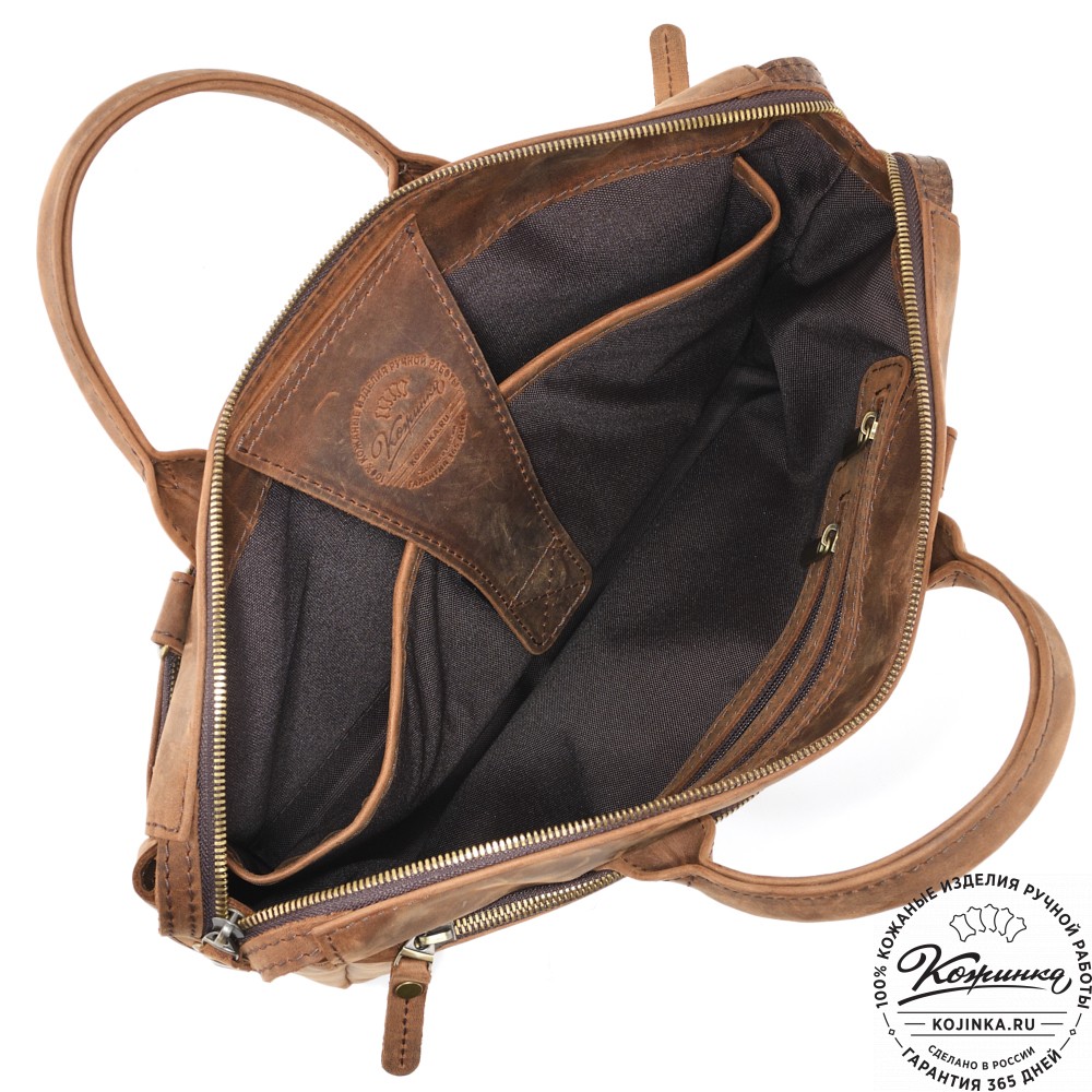  Кожаная деловая сумка "Гранд" (темно-коричневая крейзи)